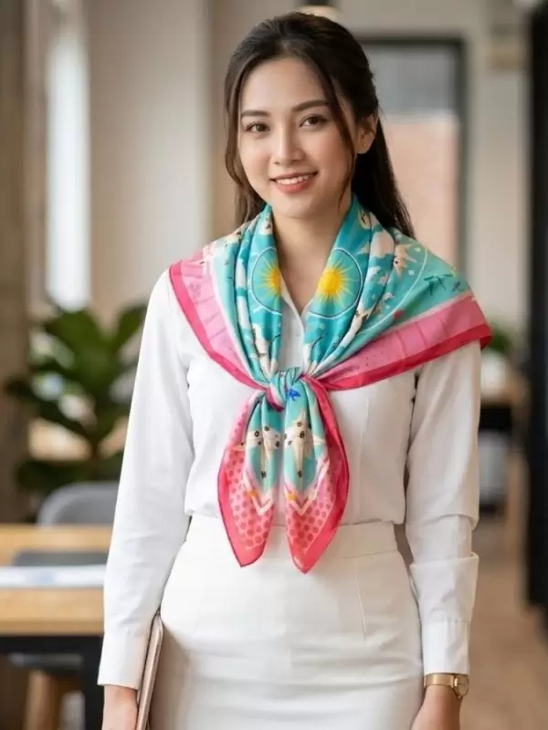 Khăn lụa tơ tằm in họa tiết nghệ thuật