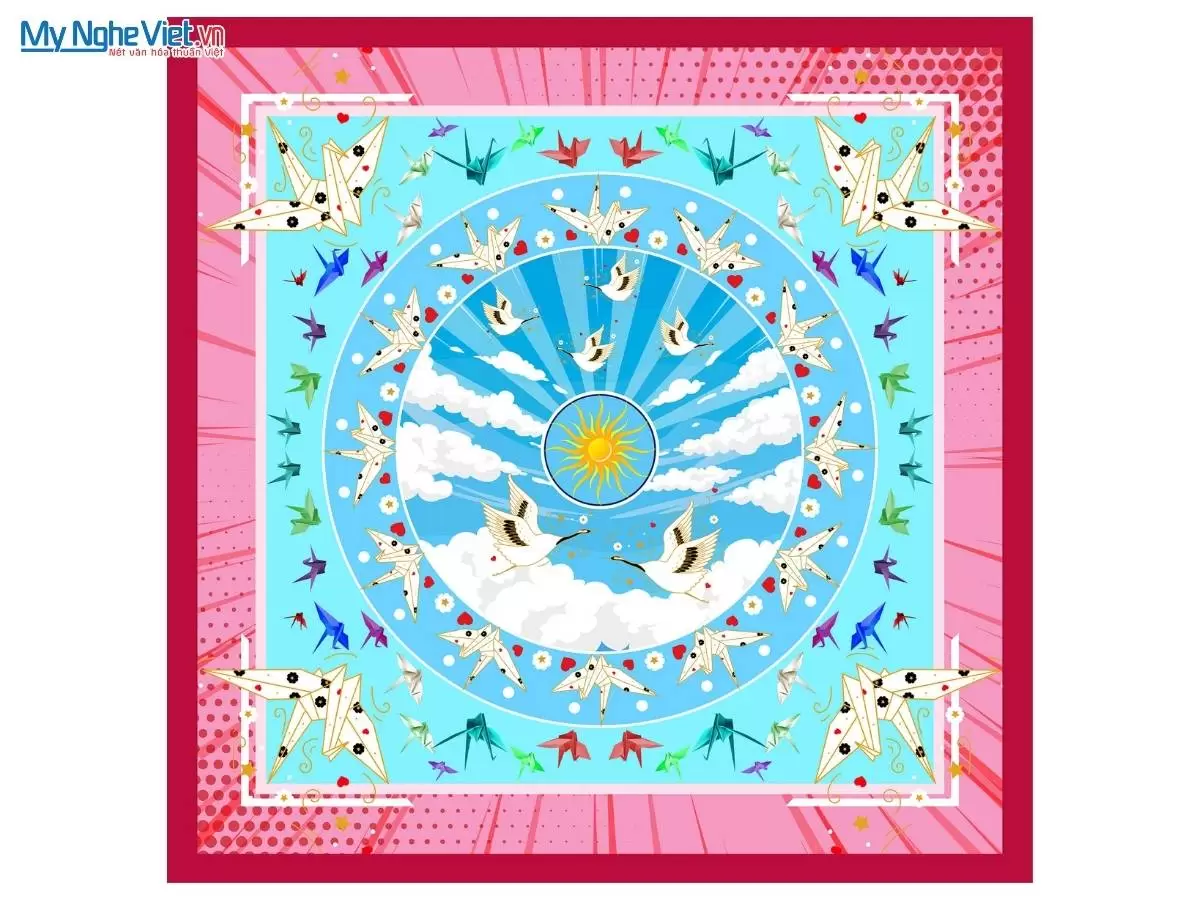 Khăn lụa tơ tằm in họa tiết nghệ thuật