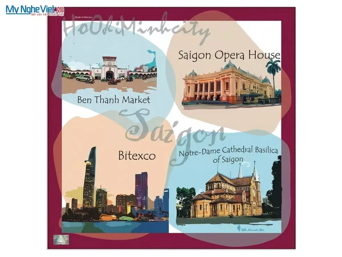 Khăn lụa tơ tằm in họa tiết nghệ thuật