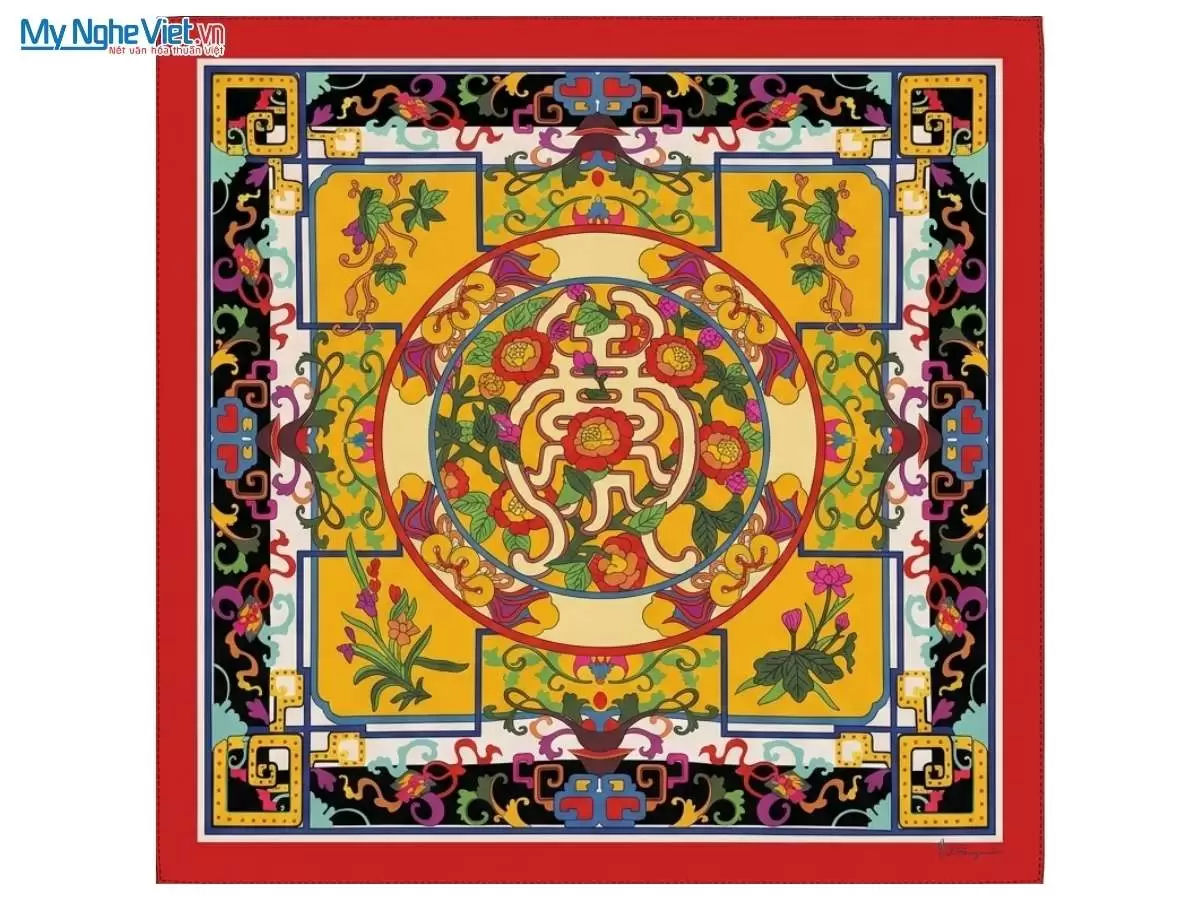 Khăn lụa tơ tằm in họa tiết nghệ thuật