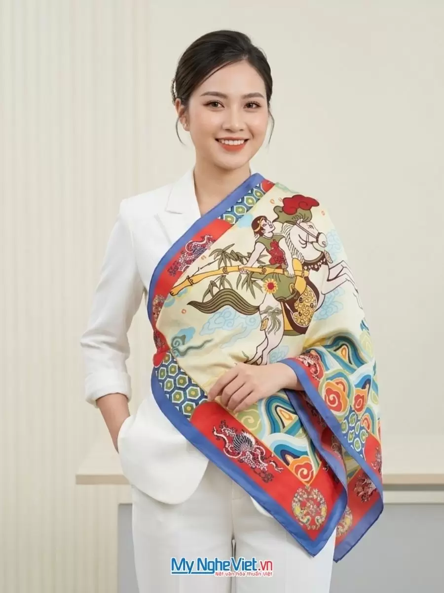 Khăn lụa tơ tằm in họa tiết nghệ thuật cao cấp