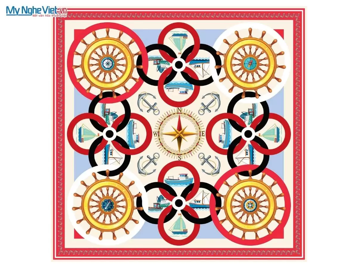 Khăn lụa tơ tằm in họa tiết nghệ thuật