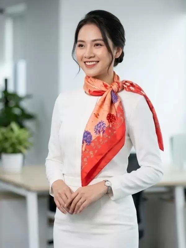 Khăn lụa tơ tằm in họa tiết nghệ thuật