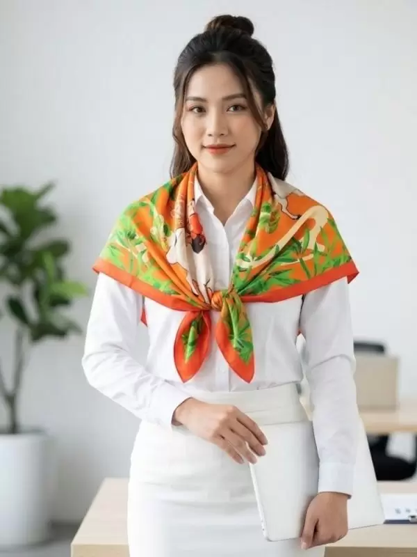 Khăn lụa tơ tằm in họa tiết nghệ thuật