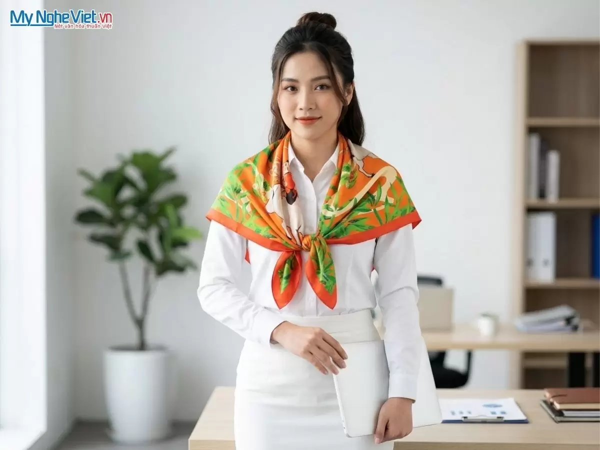 Khăn lụa tơ tằm in họa tiết nghệ thuật