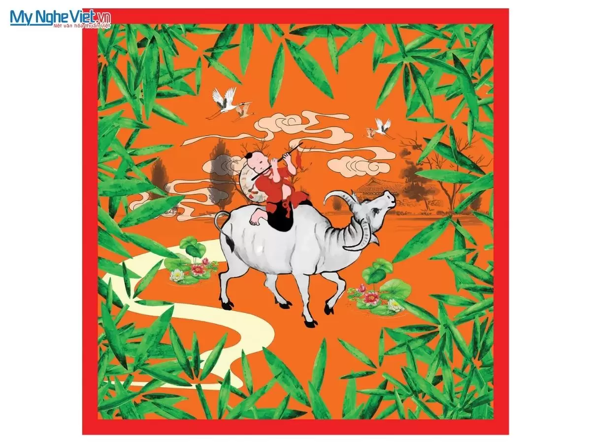 Khăn lụa tơ tằm in họa tiết nghệ thuật