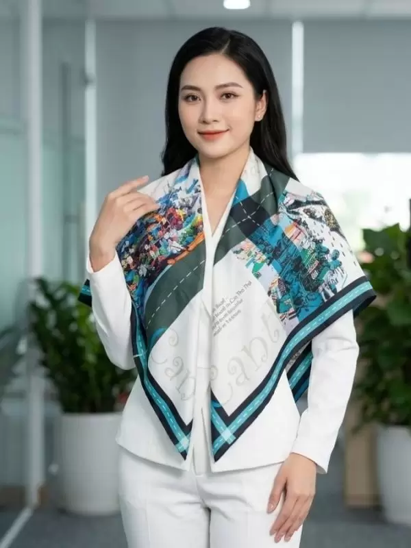 Khăn lụa tơ tằm in họa tiết nghệ thuật