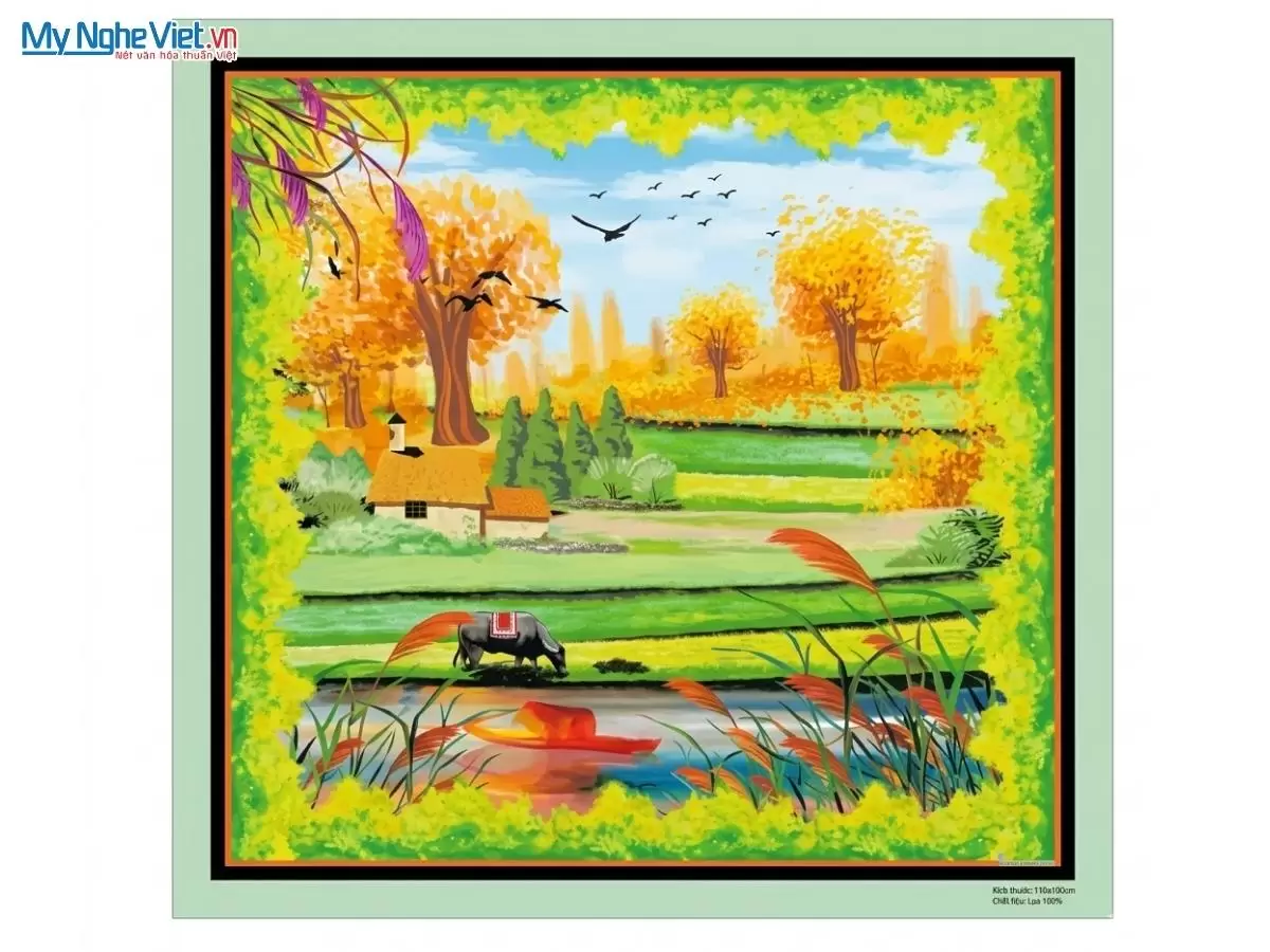 Khăn lụa tơ tằm in họa tiết nghệ thuật