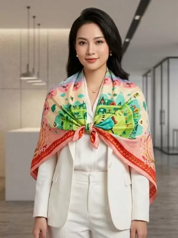 Khăn lụa tơ tằm in họa tiết nghệ thuật