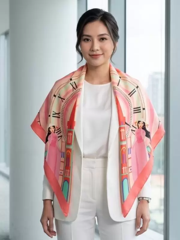 Khăn lụa tơ tằm in họa tiết nghệ thuật