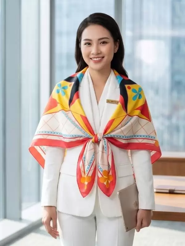 Khăn lụa tơ tằm in họa tiết nghệ thuật