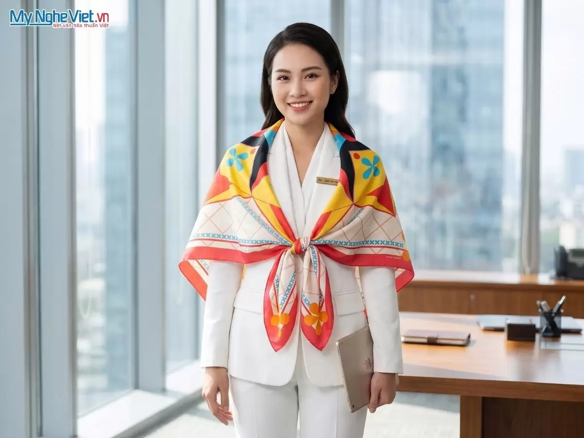 Khăn lụa tơ tằm in họa tiết nghệ thuật