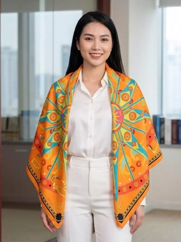 Khăn lụa tơ tằm in họa tiết nghệ thuật