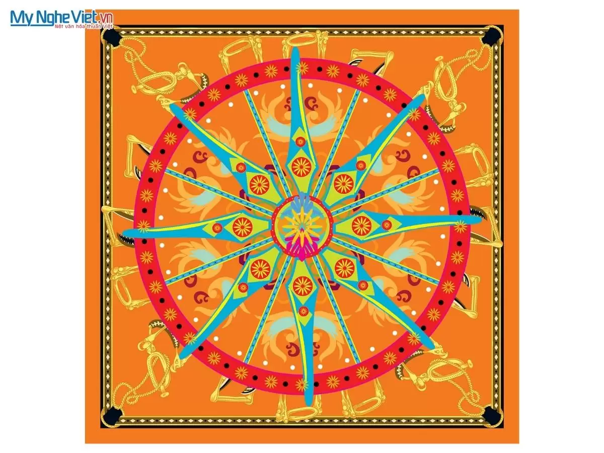 Khăn lụa tơ tằm in họa tiết nghệ thuật