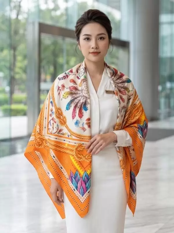 Khăn lụa tơ tằm in họa tiết nghệ thuật