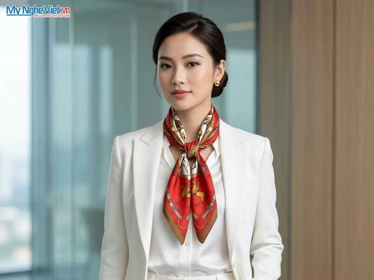 Khăn lụa tơ tằm in họa tiết nghệ thuật