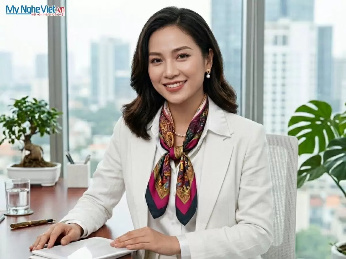 Khăn lụa tơ tằm in họa tiết nghệ thuật