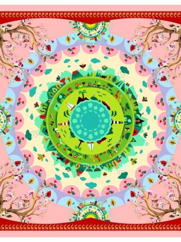 Khăn lụa tơ tằm in họa tiết nghệ thuật