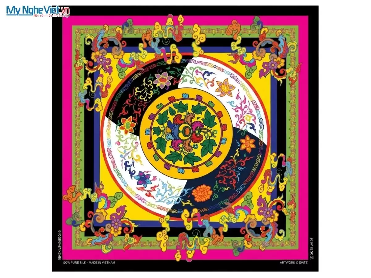 Khăn lụa tơ tằm in họa tiết nghệ thuật