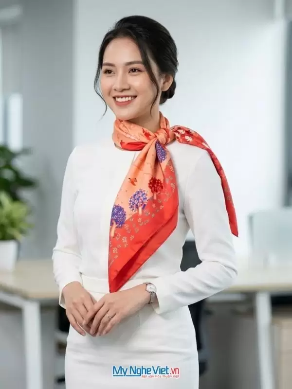 Khăn lụa tơ tằm in họa tiết nghệ thuật cao cấp