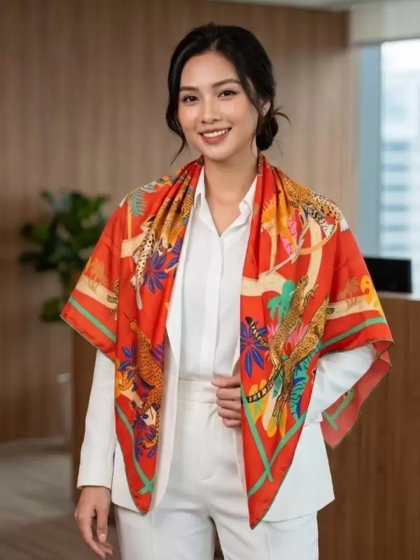 Khăn lụa tơ tằm in họa tiết nghệ thuật