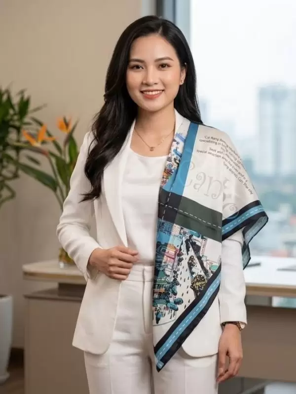 Khăn lụa tơ tằm in họa tiết nghệ thuật