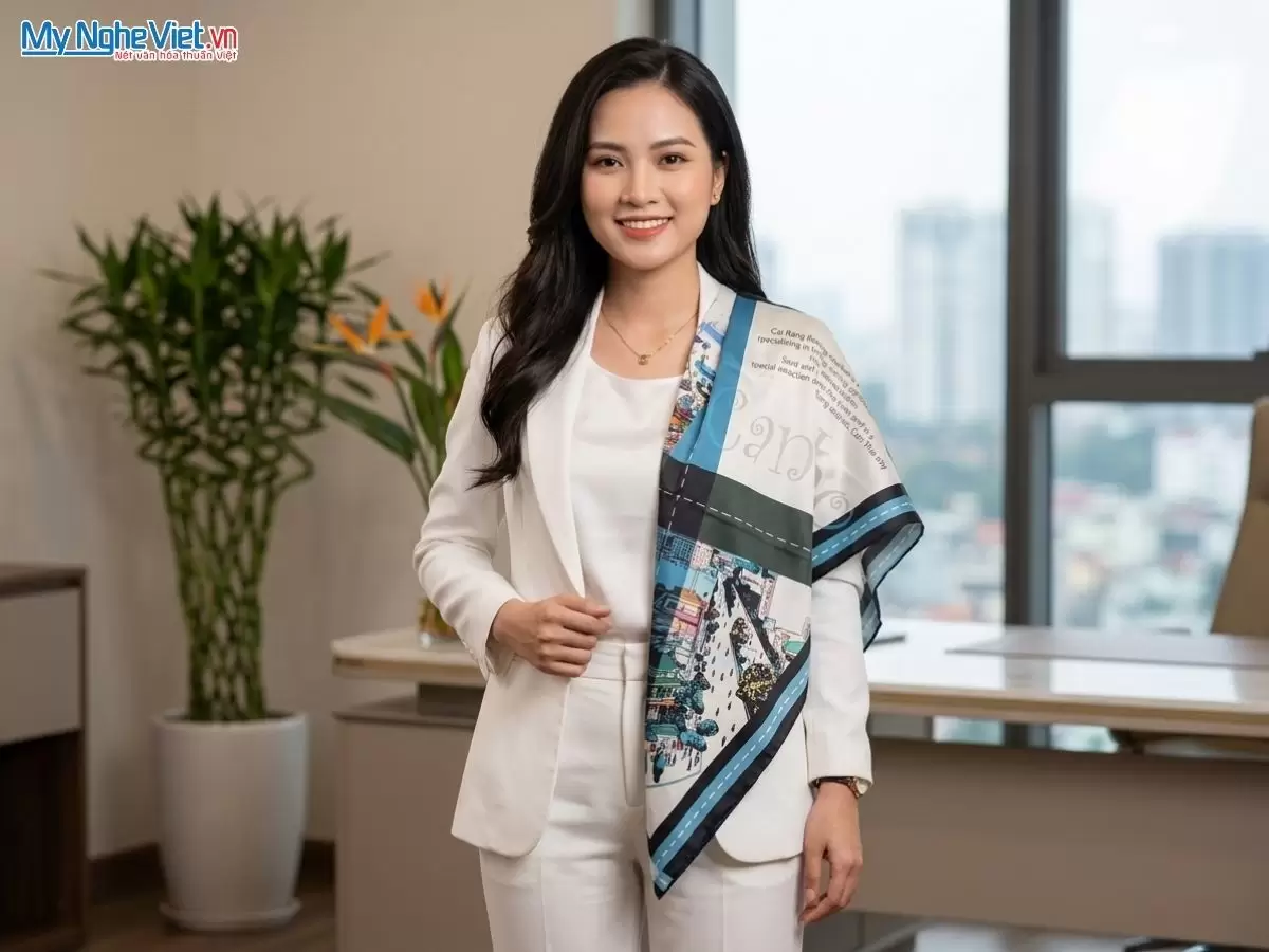 Khăn lụa tơ tằm in họa tiết nghệ thuật