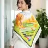 Khăn lụa tơ tằm in họa tiết nghệ thuật cao cấp