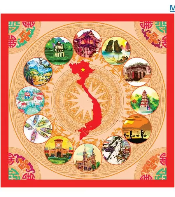 Khăn lụa tơ tằm in họa tiết nghệ thuật cao cấp