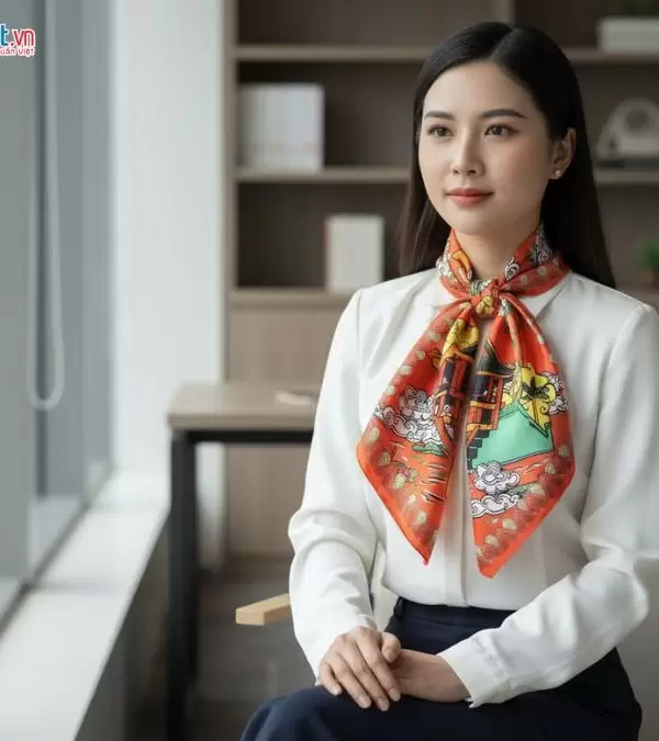 Khăn lụa tơ tằm in họa tiết nghệ thuật cao cấp