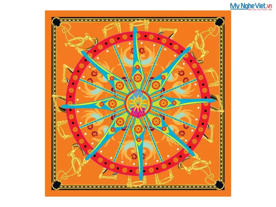 Khăn lụa tơ tằm in họa tiết nghệ thuật cao cấp