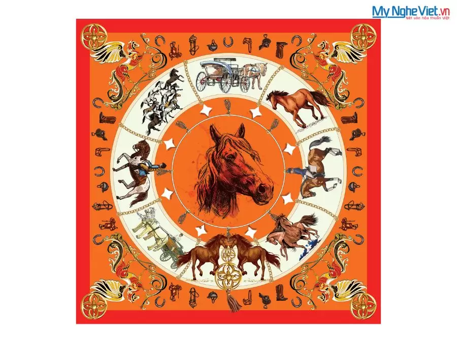 Khăn lụa tơ tằm in họa tiết nghệ thuật cao cấp