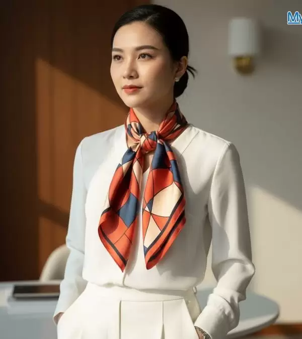 Khăn lụa tơ tằm in họa tiết nghệ thuật cao cấp