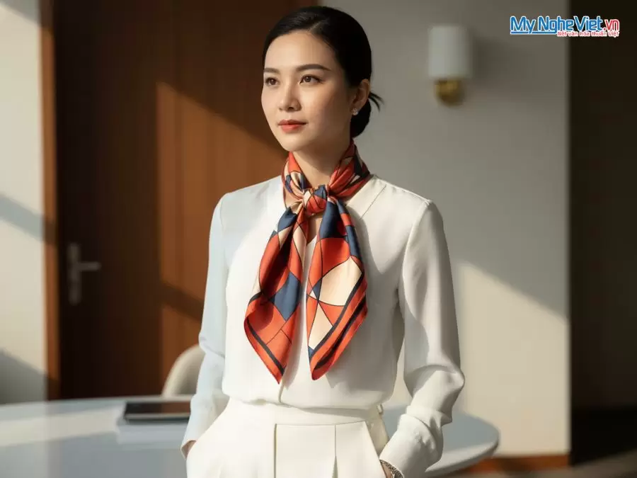 Khăn lụa tơ tằm in họa tiết nghệ thuật cao cấp