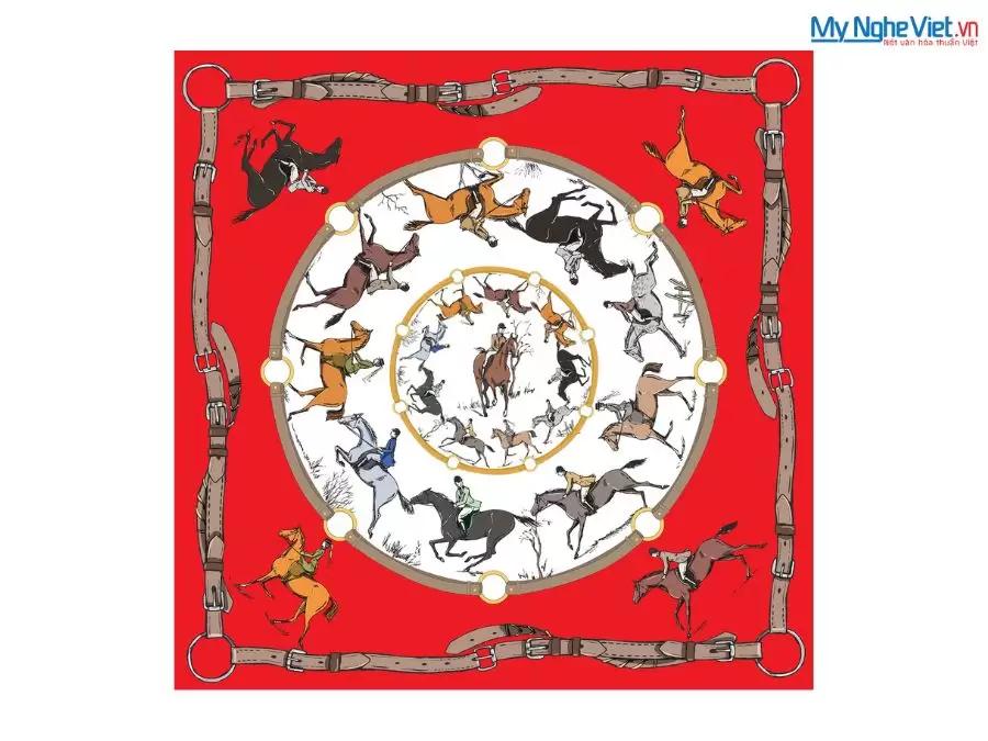 Khăn lụa tơ tằm in họa tiết nghệ thuật cao cấp