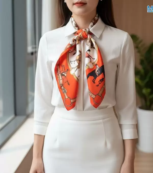 Khăn lụa tơ tằm in họa tiết nghệ thuật cao cấp