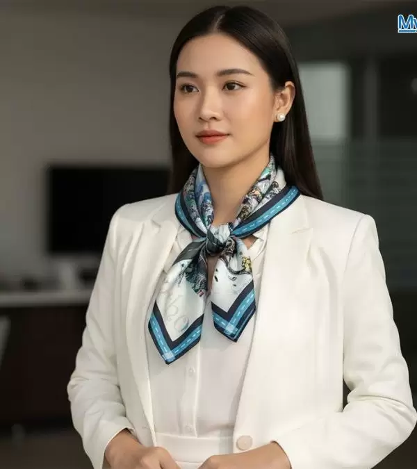 Khăn lụa tơ tằm in họa tiết nghệ thuật cao cấp