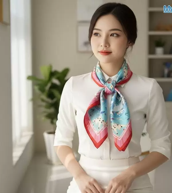 Khăn lụa tơ tằm in họa tiết nghệ thuật cao cấp