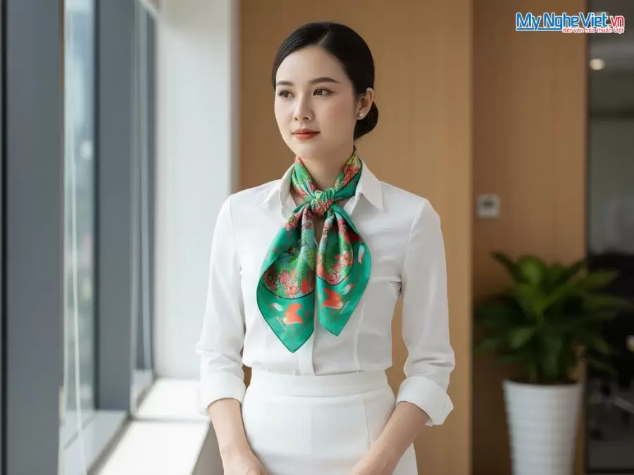 Khăn lụa tơ tằm in họa tiết nghệ thuật cao cấp