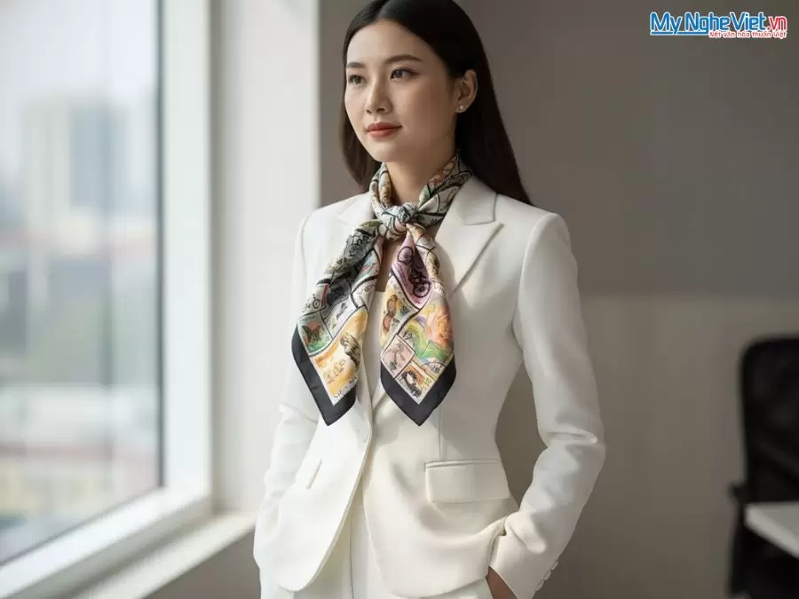 Khăn lụa tơ tằm in họa tiết nghệ thuật cao cấp