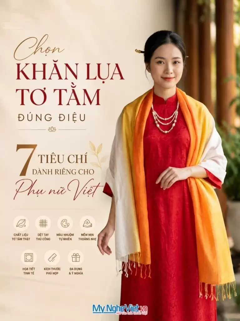 Hướng dẫn chọn khăn lụa tơ tằm theo 7 tiêu chí cho phụ nữ Việt