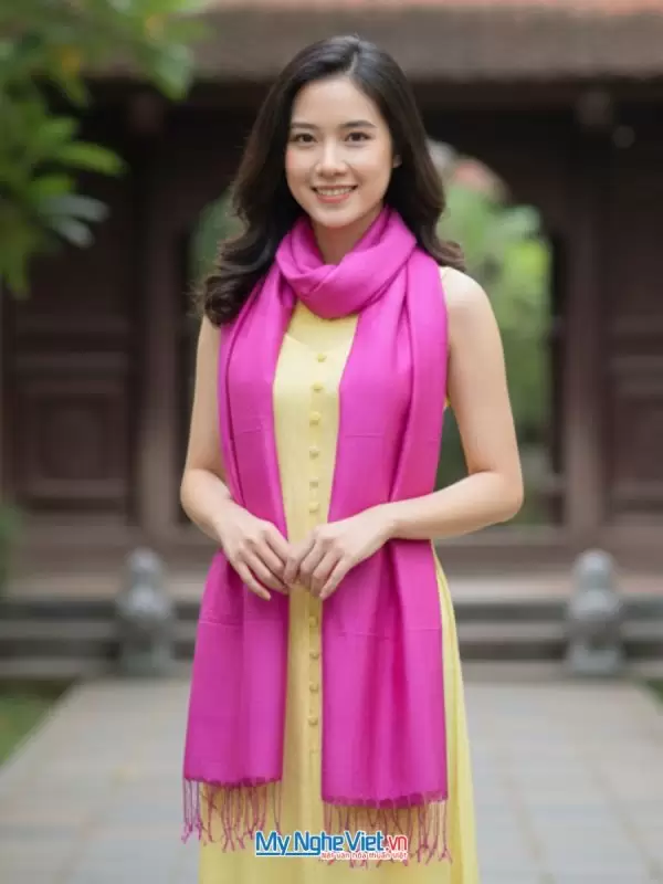 Khăn Lụa Tơ Tằm Hồng 87x180cm MNV-KLNC87180/8
