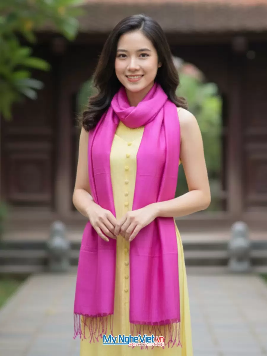 Khăn Lụa Tơ Tằm Hồng 87x180cm MNV-KLNC87180/8