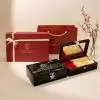 Bộ quà tặng khăn lụa vẽ tay cao cấp và hộp trang sức sơn mài vẽ chợ Bến Thành