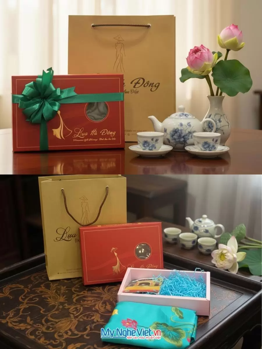 Hộp quà tặng khăn lụa tơ tằm Việt