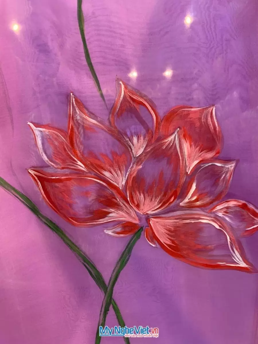 Khăn lụa tơ organza vẽ tay cao cấp