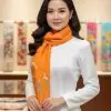 Khăn lụa đũi thêu tay màu cam