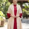 Khăn lụa tơ tằm 100% silk cao cấp màu be trơn