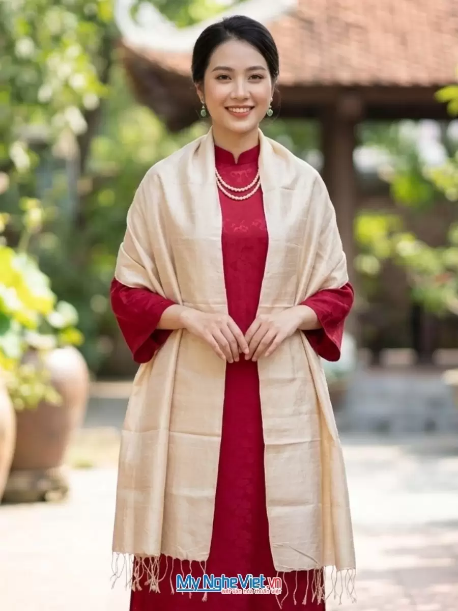 Khăn lụa tơ tằm 100% silk cao cấp màu be trơn