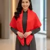 Khăn lụa tơ tằm họa tiết trống đồng màu đỏ